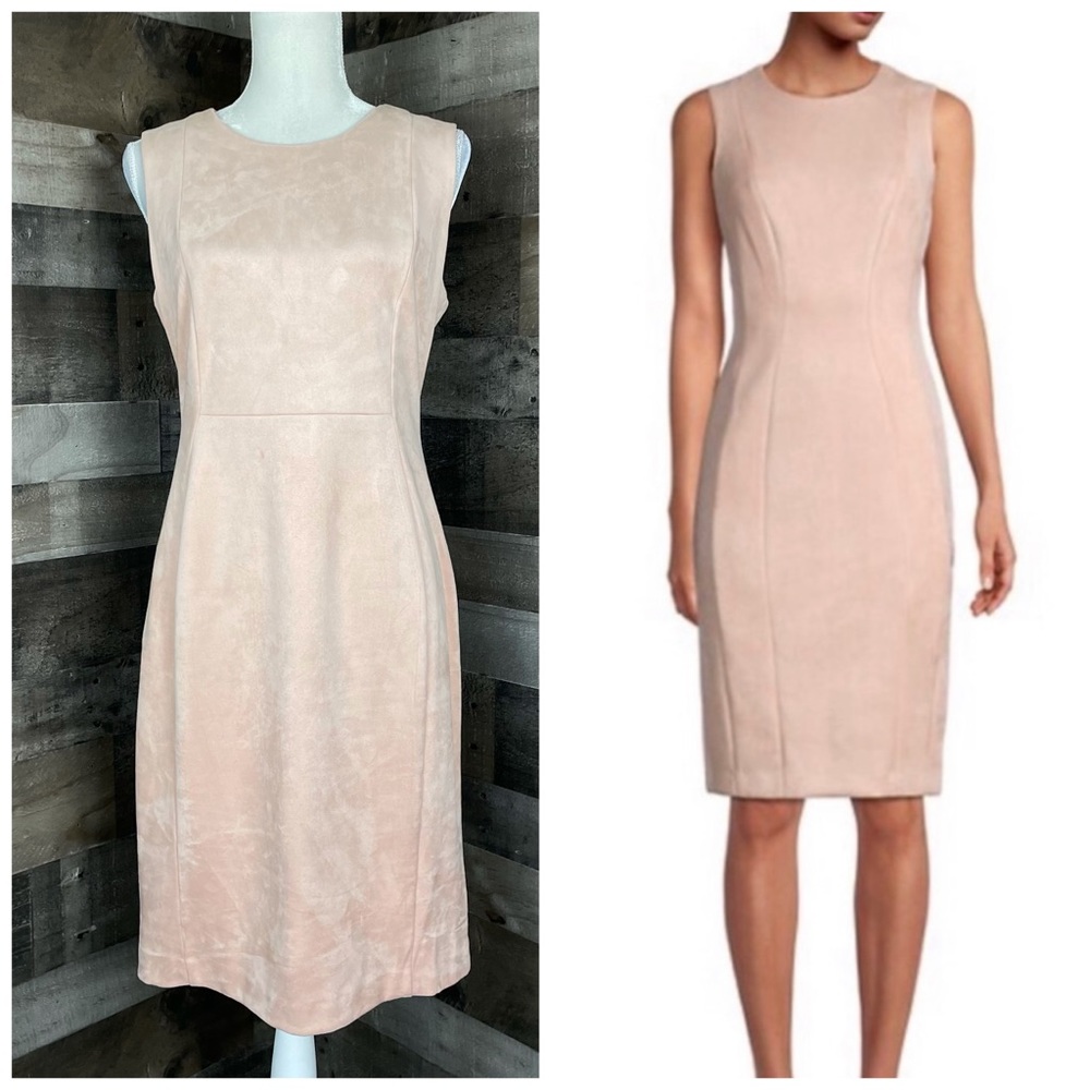 Calvin Klein Blush Pink Suede Dress Sheath Midi 12